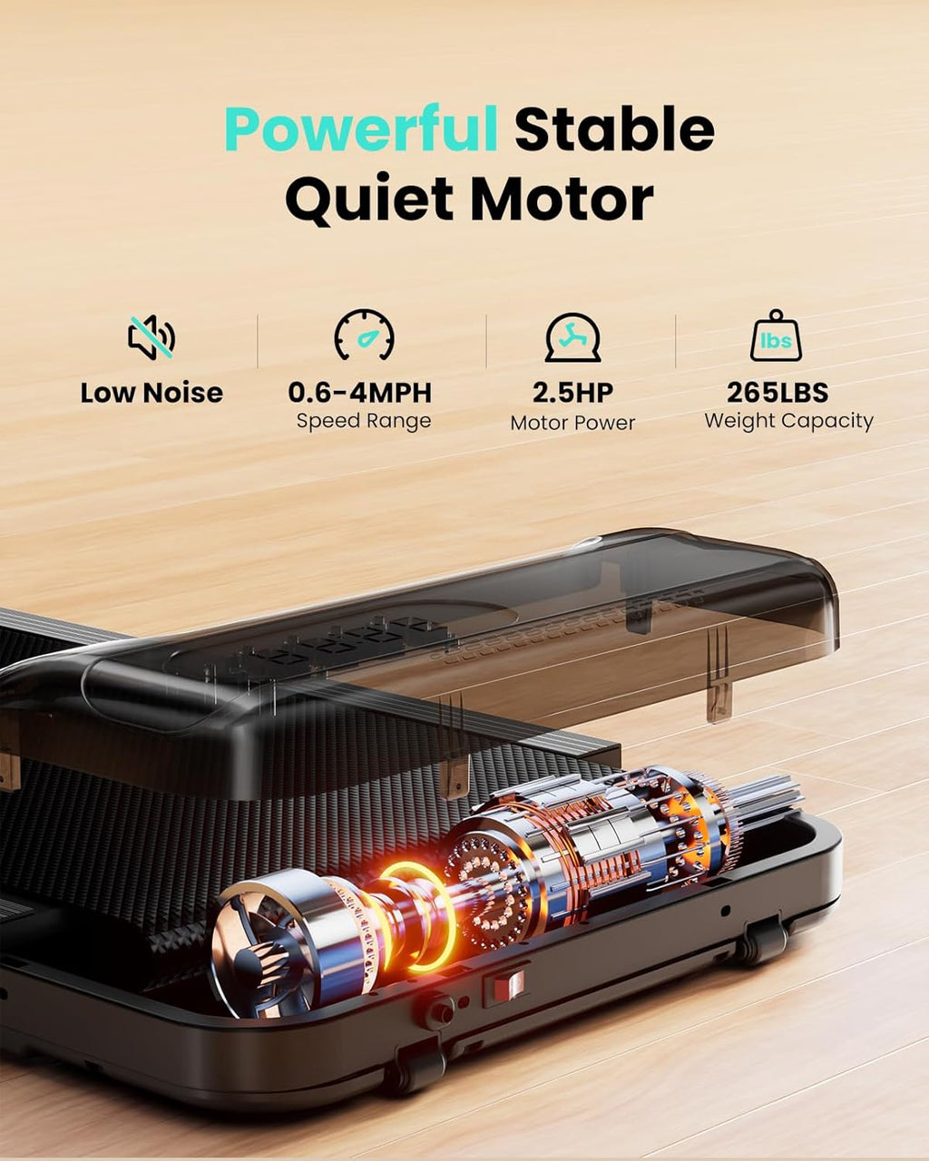 2025 Cinta de correr plegable con inclinación, cinta bajo escritorio para teletrabajo, 2.5 CV, portátil, capacidad 280 lbs (127 kg), control remoto, pantalla LED