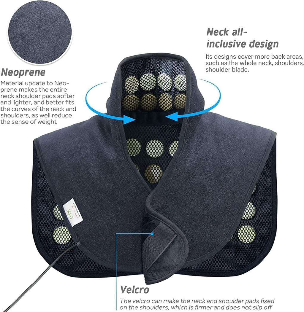 Almohadilla térmica UTK para cuello y hombros, con jade natural y turmalina, tamaño mejorado para cubrir más áreas del cuello, hombros, omóplatos y espalda (23'' x 24'') | Regalo para papá