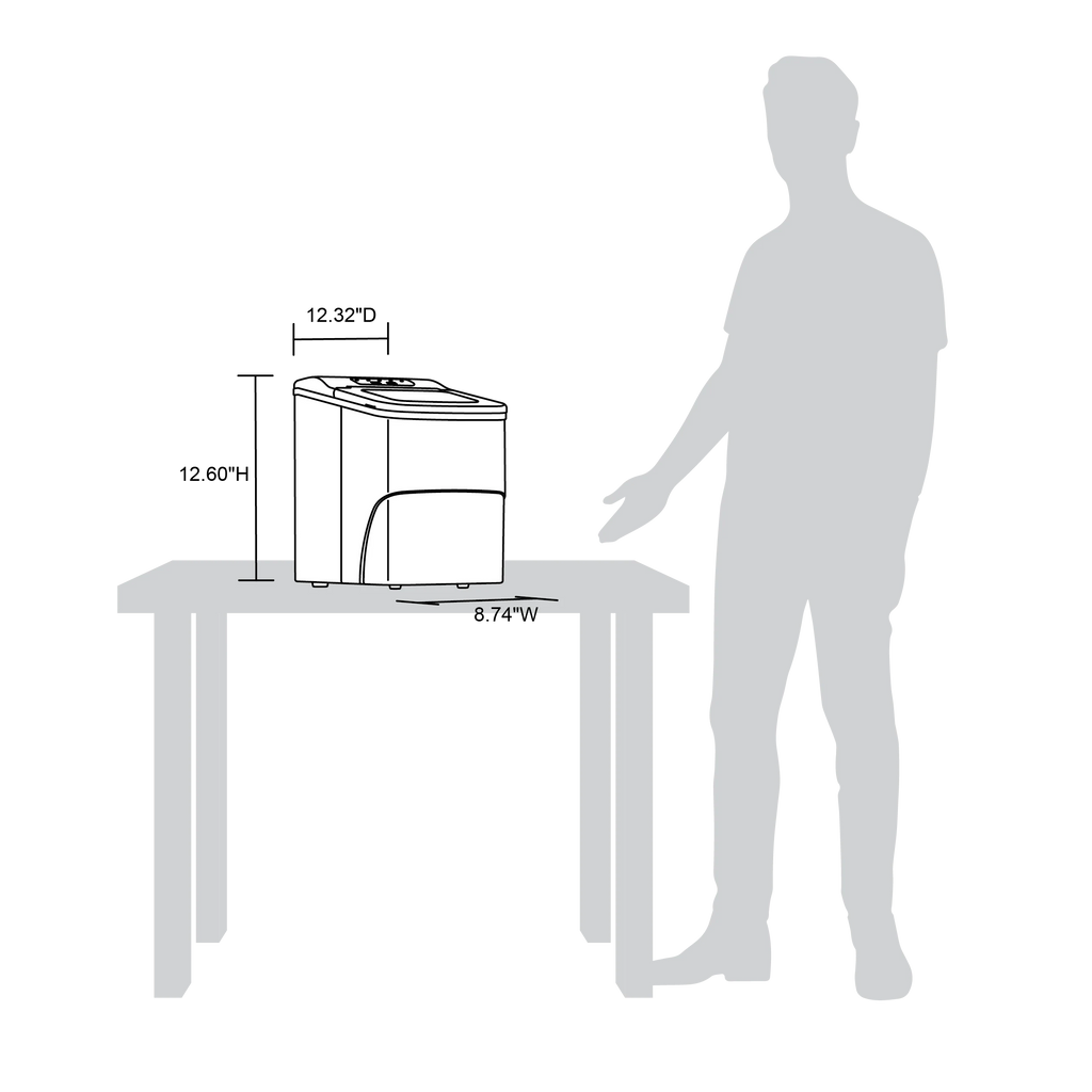 2025 Máquina de Hielo de Encimera Newair® – Cubitos en Forma de Bala, 12 kg/día – Negro Mate