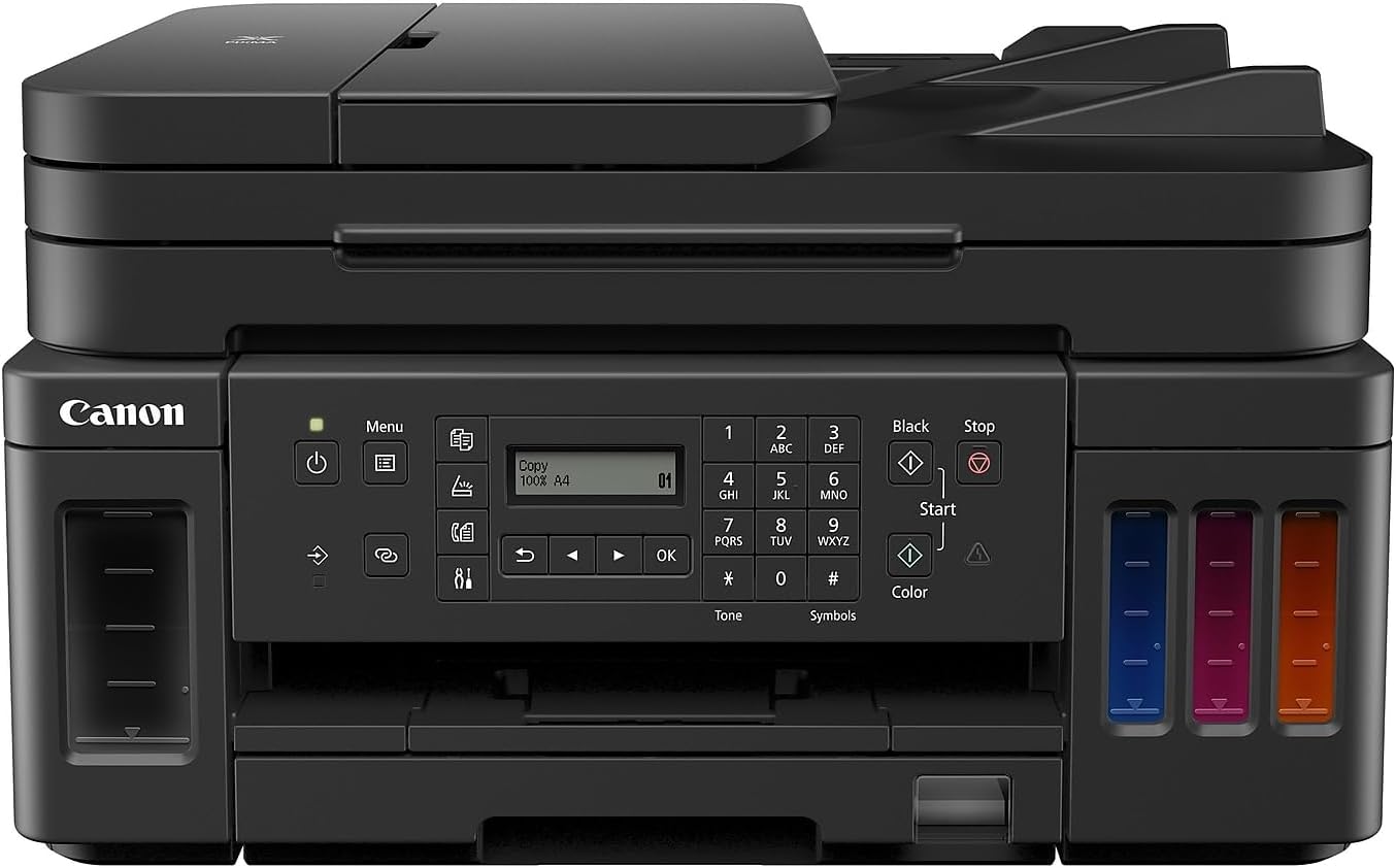 Impresora Todo en Uno para Oficina en Casa | Impresora Super Tanque Inalámbrica | Copiadora | Escáner | Fax y ADF con Impresión Móvil, Negra, Compatible con Alexa