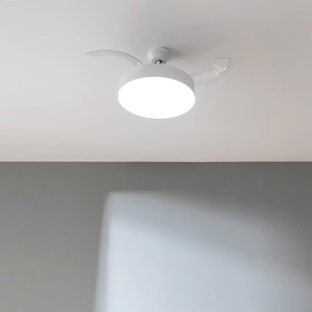 Ventilador de Techo Cecotec con Aspas Retráctiles y Lámpara Invisible EnergySilence Aero 4280 de Acero, 40 W, Diámetro 42 Pulgadas (106 cm), Temporizador, 3 Tonos de Luz, Función Verano-Invierno
