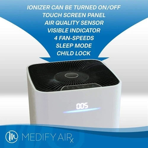 Medify MA-112 | El Único Purificador de Aire con CADR de 950 y Filtro HEPA H13 | Cubre hasta 465 m² cada 12 minutos / 4650 pies² cada hora | Doble Entrada de Aire con 2 Juegos de Filtros para Alergias, Smog, Olores, Humo, Caspa de Mascotas y Polvo