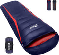 QEZER Saco de Dormir Plumón 220 cm x 80 cm 8 ~ -3 ℃ Saco de Dormir 4 Estaciones Ultraligero Adultos y Niños,Sleeping Bag para Camping y Senderismo