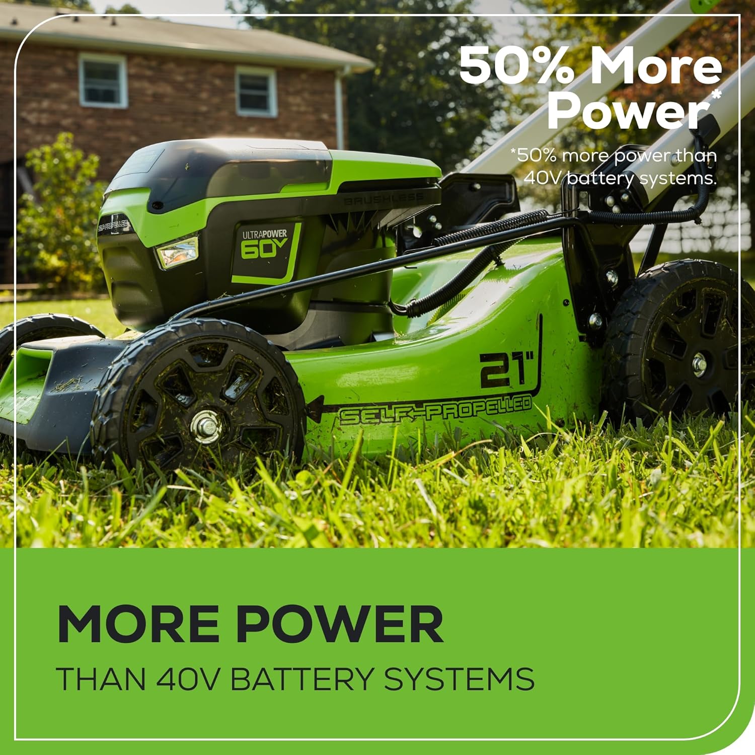 2025 Cortacésped Autopropulsado Inalámbrico Greenworks 60V 21” con 2 Baterías de 4.0Ah y Cargador Rápido de Doble Puerto