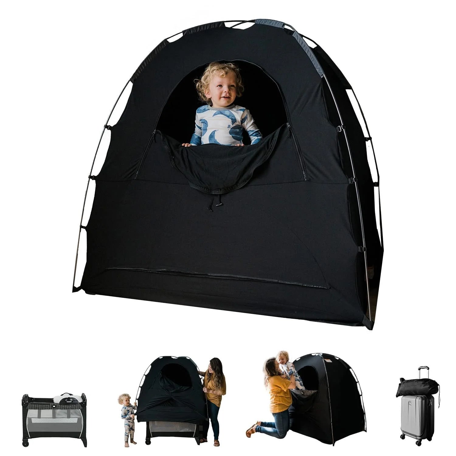 Dosel Portátil de Oscurecimiento para Bebé – Cubierta Negra para Cuna / Cama Infantil