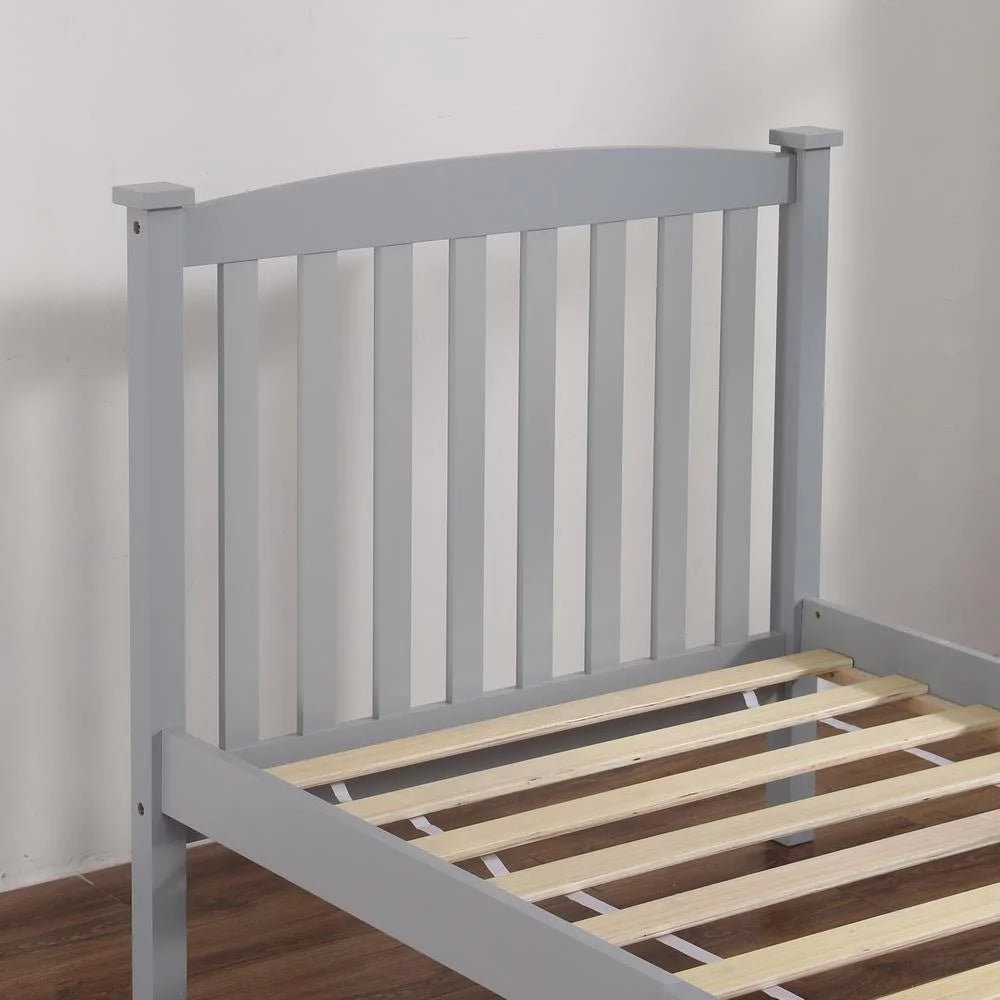 Cama vertical de madera Ktaxon, tamaño individual, con cabecero y pie de cama, color gris