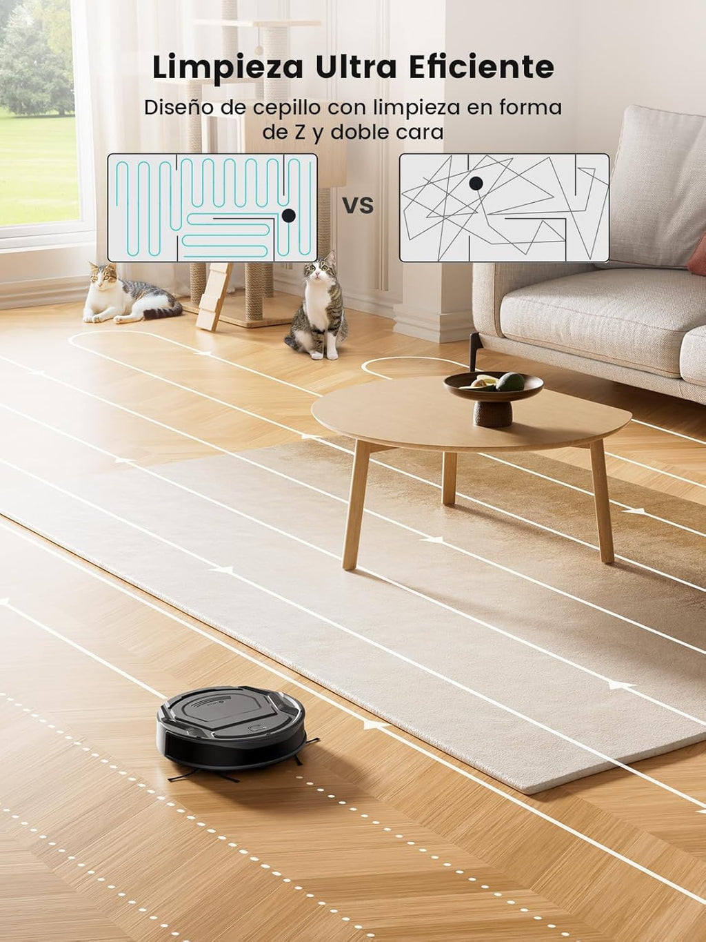 Robot Aspirador LEFANT M210 Pro 2200Pa, 120 Minutos de Autonomía, WiFi/App/Alexa, Sensor Mejorado Anti-Colisión y Anti-Caída, Navegación Inteligente, Delgado y Silencioso, 6 Modos de Limpieza