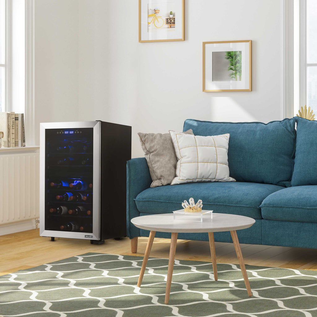 2025 Refrigerador de Vinos Independiente Newair® de Acero Inoxidable – 43 Botellas – 18,9" con Doble Zona