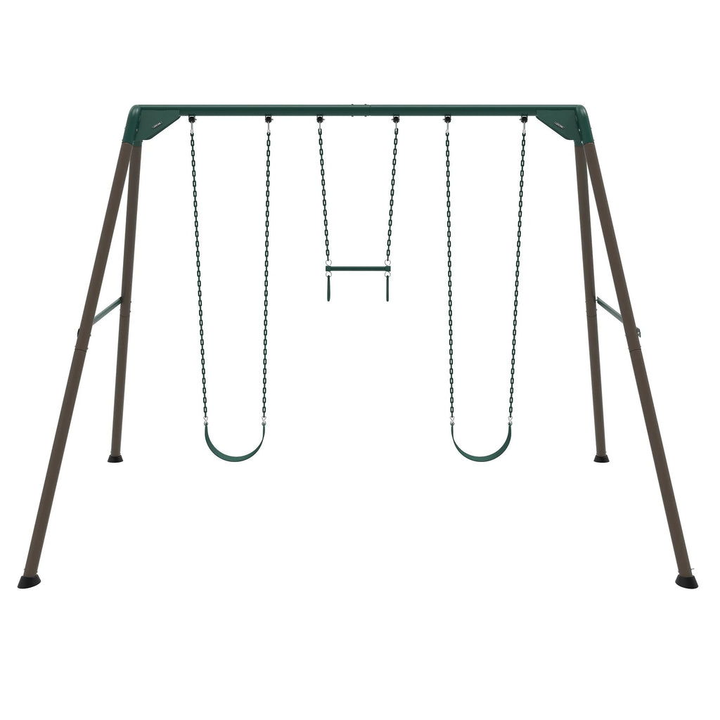 Lifetime Juego de Columpios Metálico para Niños con 2 Columpios de Cinturón y Barra de Trapecio – 9 pies (91137)