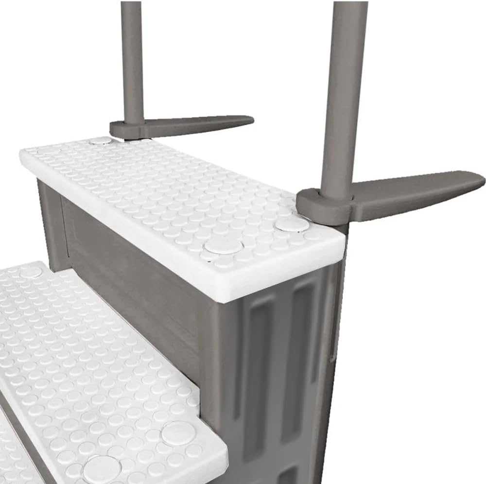 Escalones antideslizantes Aqua Select para piscinas elevadas | Azul | Para piscinas sobre tierra | Se pueden montar en terrazas de 48" a 54" de altura | Escalera de seguridad con capacidad hasta 250 lbs