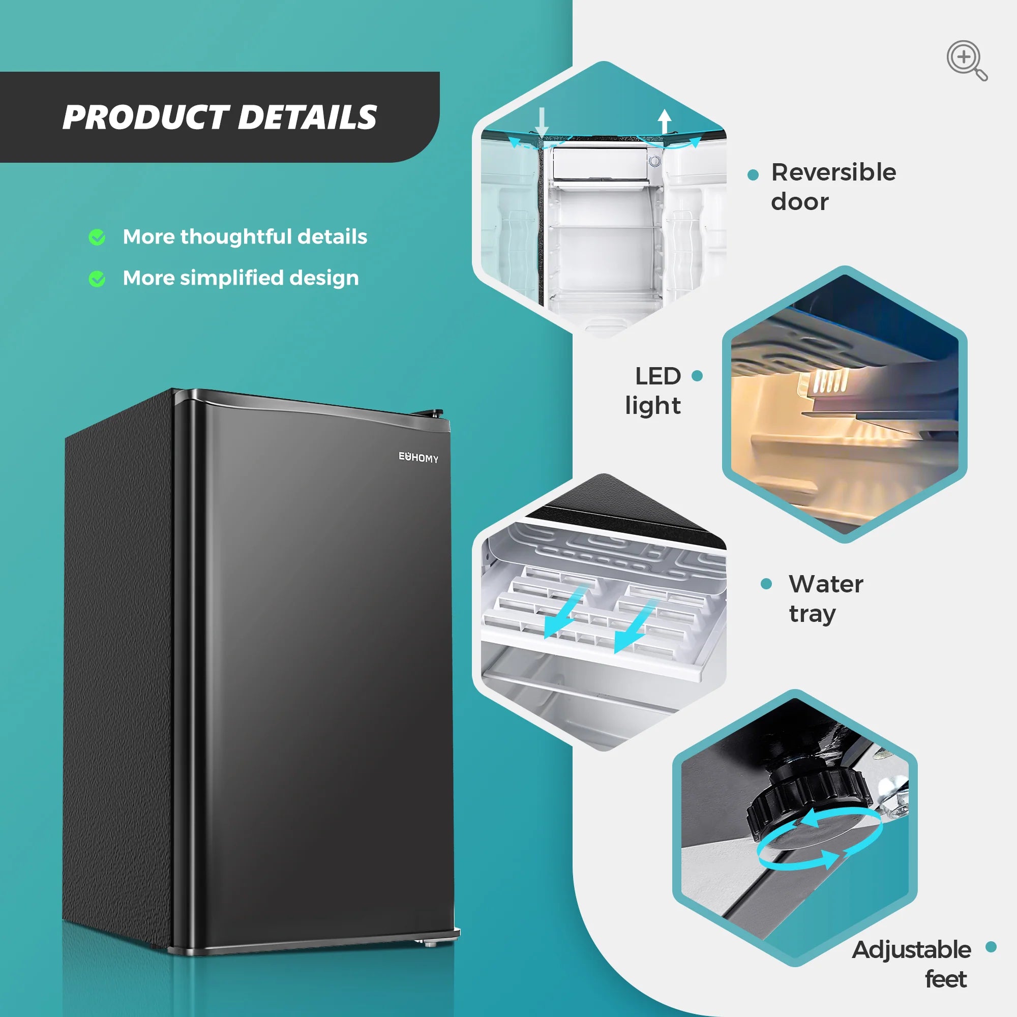 2025 Mini refrigerador EUHOMY con congelador compacto, puerta única