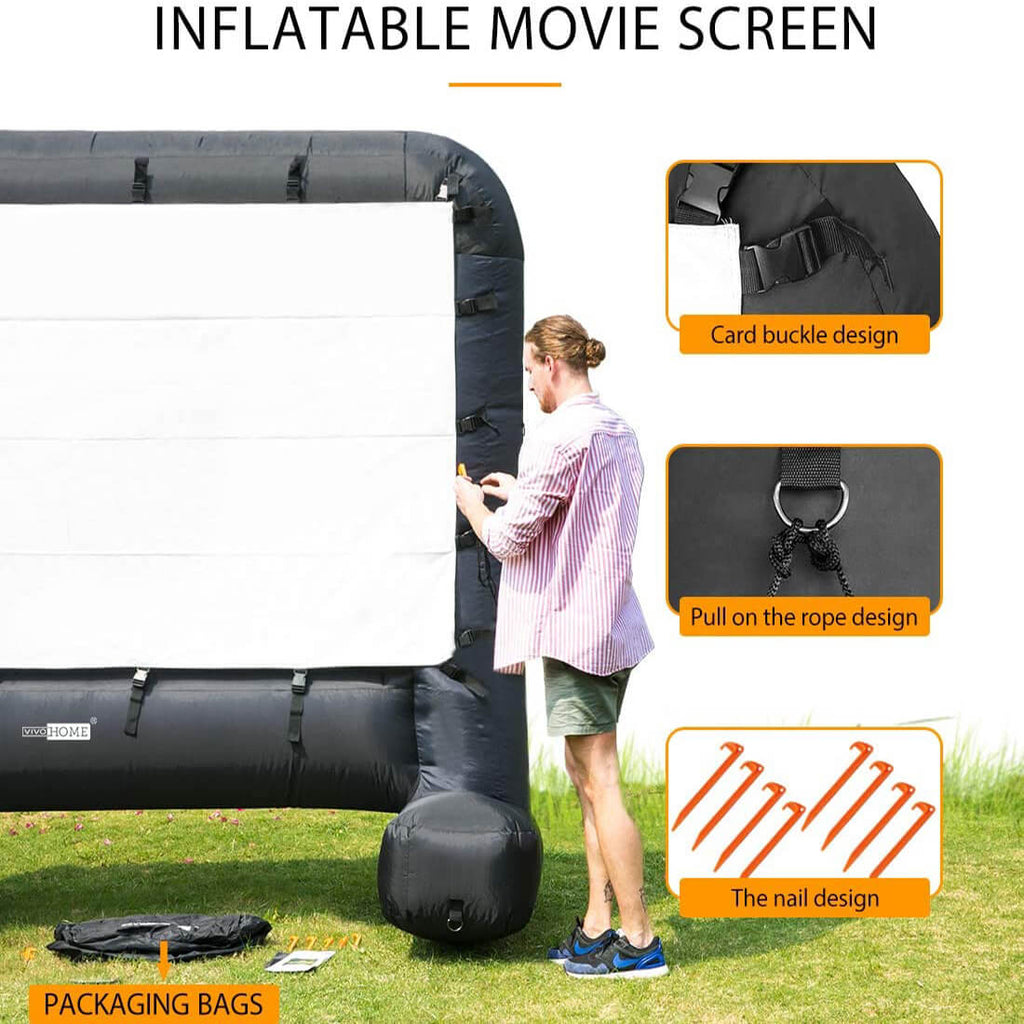 2025 Pantalla Inflable de Cine Gigante de 14-17 Pies para Proyección Frontal y Trasera – Ideal para Exteriores