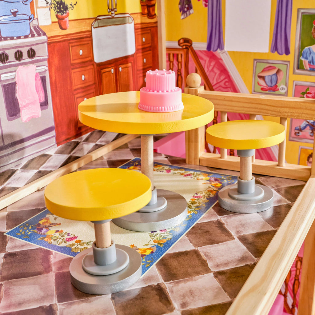Casa de Muñecas de Madera KidKraft Kayla con Juego de Muebles de 10 Piezas, Casi 4 Pies de Altura