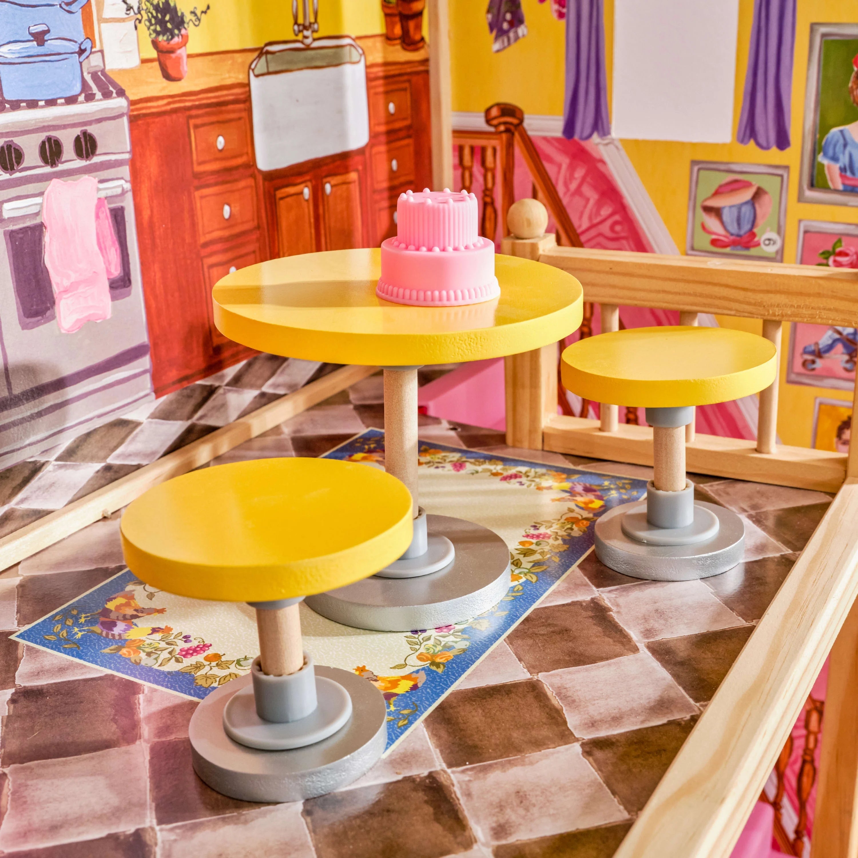 Casa de Muñecas de Madera KidKraft Kayla con Juego de Muebles de 10 Piezas, Casi 4 Pies de Altura