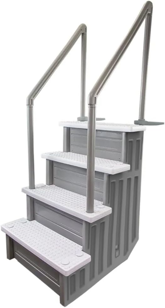 Escalones antideslizantes Aqua Select para piscinas elevadas | Azul | Para piscinas sobre tierra | Se pueden montar en terrazas de 48" a 54" de altura | Escalera de seguridad con capacidad hasta 250 lbs