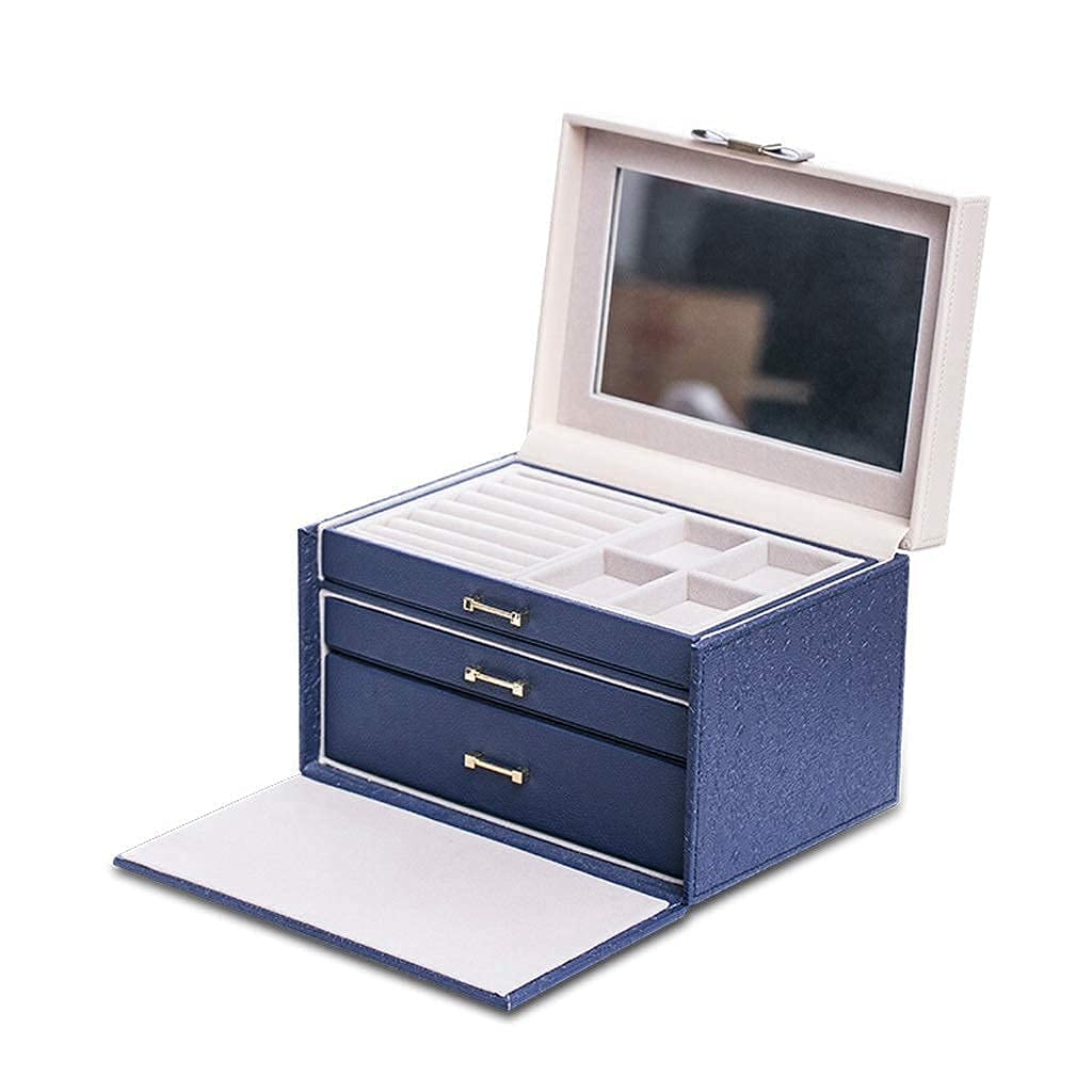 Caja de joyas de varios niveles con espejo para collares, pendientes y pulseras