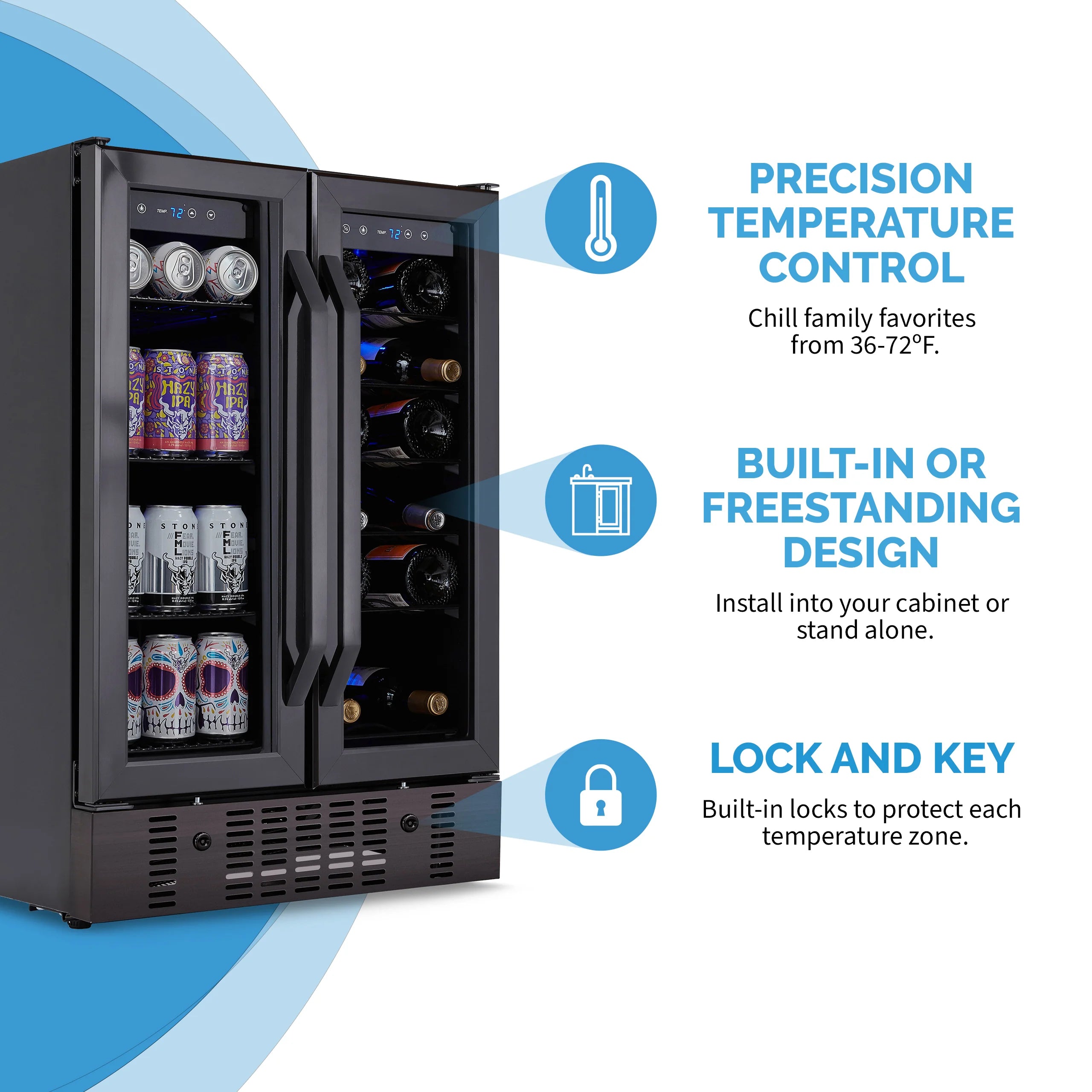 2025 Newair® Refrigerador Empotrable de Doble Zona – 60 Latas y 18 Botellas – 24"