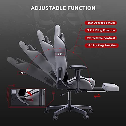 Silla de Oficina Gaming AutoFull con Soporte Lumbar Ergonómico, Estilo Racing, Cuero PU, Alta Respalda, Silla Giratoria Ajustable para PC