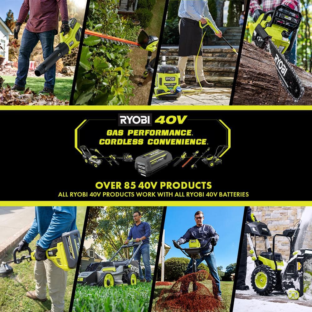 2025 Soplador de Mano RYOBI 40V Brushless 125 MPH 550 CFM de la Serie Whisper con Batería de 4.0 Ah y Cargador RY40470