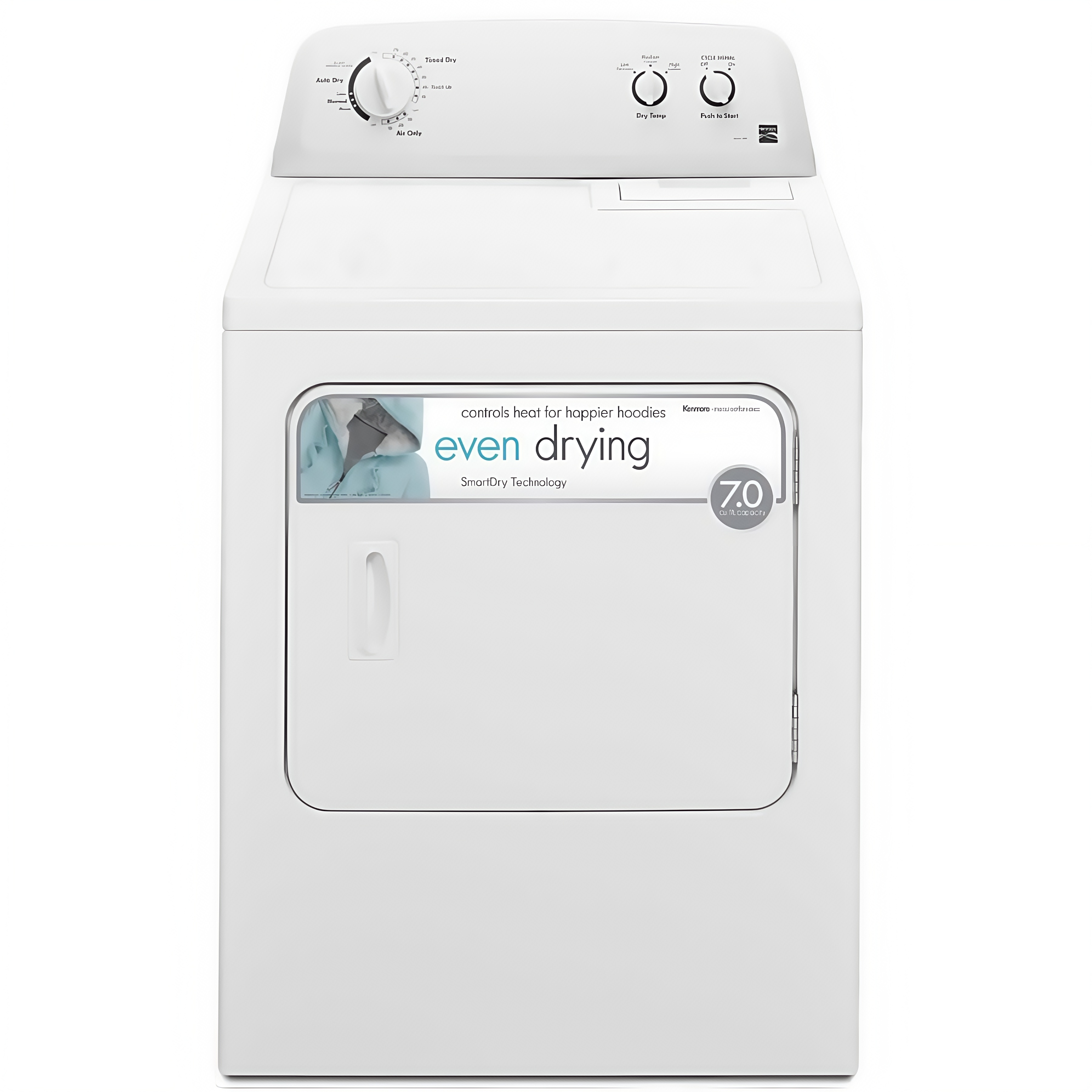 Kenmore Secadora Eléctrica de Carga Frontal de 29" con Protección contra Arrugas y Capacidad Total de 7.0 pies Cúbicos, Color Blanco