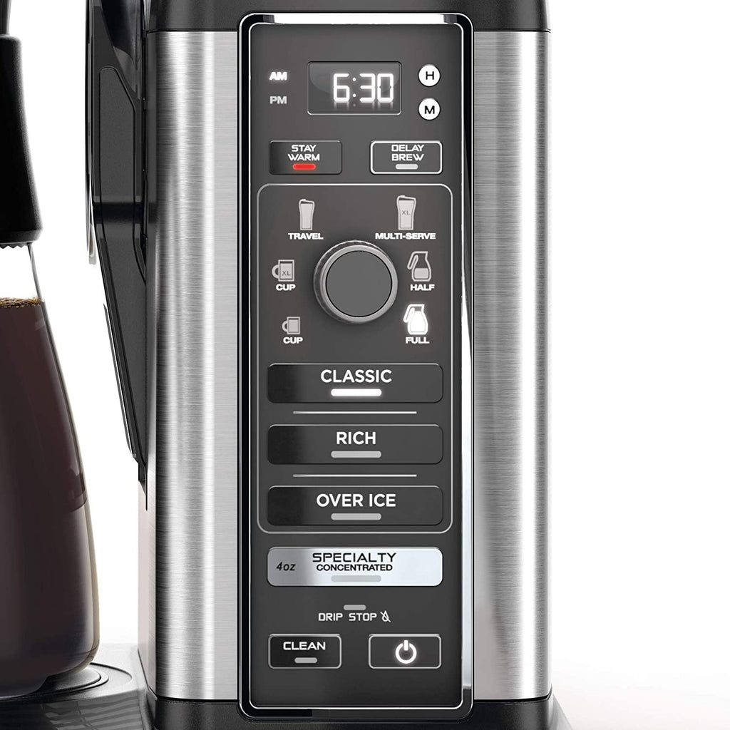 2025 Cafetera Especialidad Ninja con Jarra de Vidrio de 50 Oz, Acabado en Negro y Acero Inoxidable