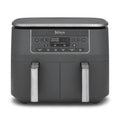 2025 Freidora de aire digital Ninja Dual Zone, 2 cajones, 6 en 1, sin aceite, capacidad 7,6 L, cocción con aire caliente, función Max Crisp, asar, hornear, recalentar, cestas aptas para lavavajillas, gris metálico DZ300EU