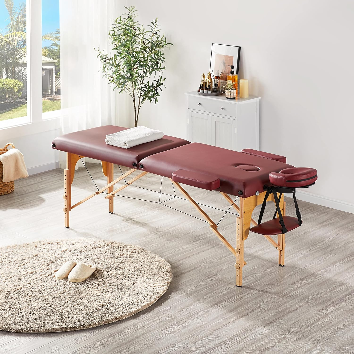 Mesa de Masajes Yaheetech – Mesa Plegable Portátil para Tratamientos, Pestañas, Spa – Mesa de Masaje Ajustable en 2 Secciones con Bolsa No Tejida, 24 pulgadas, Negra