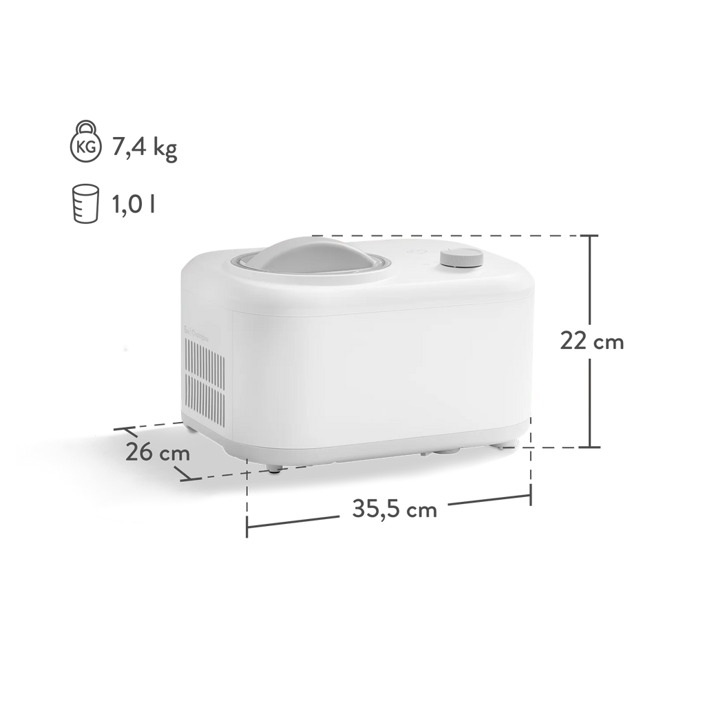 2025 Máquina de helados Eni 1,0 litro – Blanca