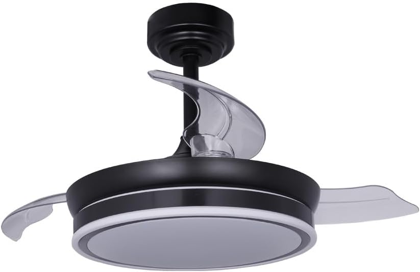 wonderlamp – Ventilador de Techo con Luz LED Pearl Mini, Aspas Retráctiles, Motor DC Muy Silencioso, 3 Temperaturas de Color Regulables, 46W, Blanco