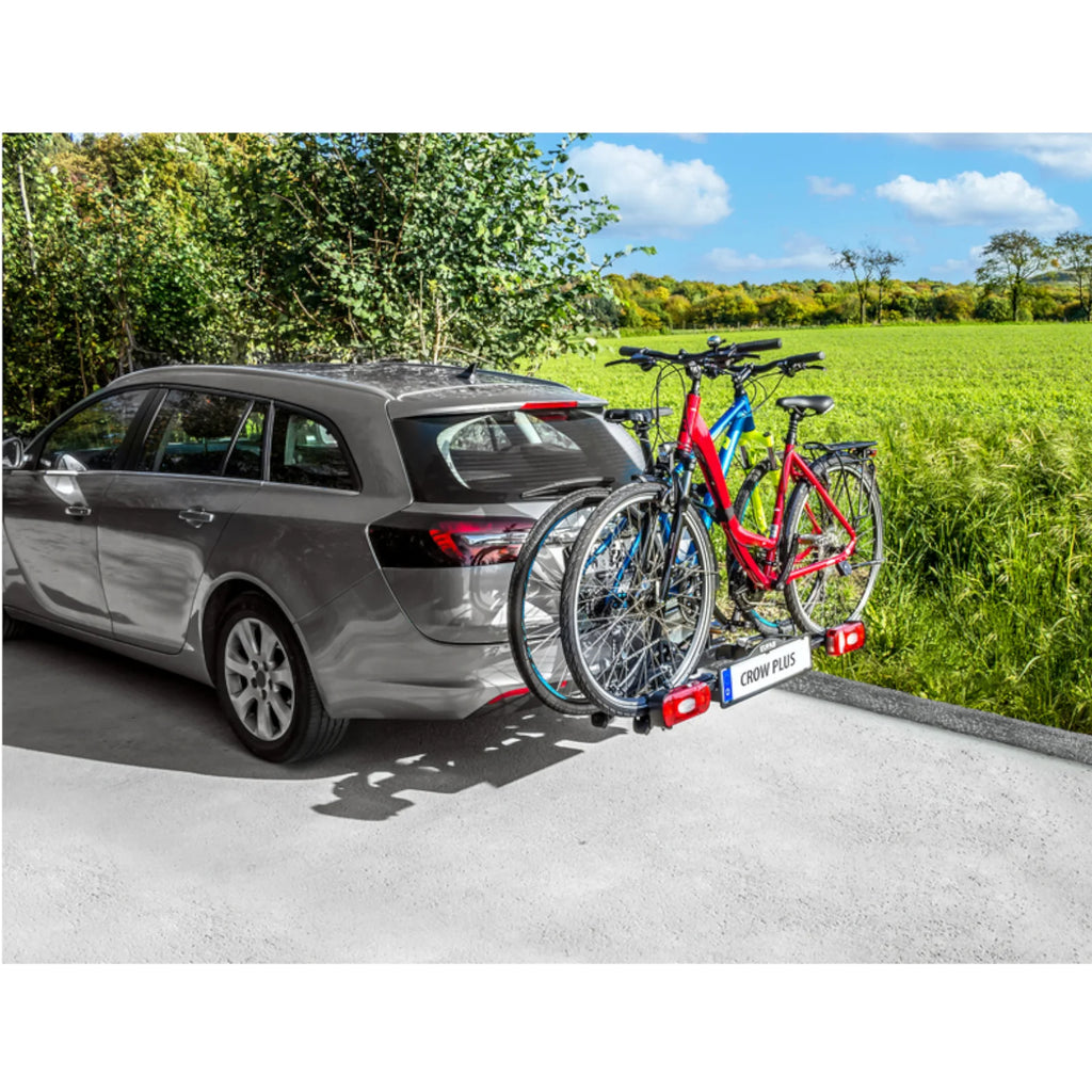 2025 EUFAB Portabicicletas para enganche – Modelo CROW PLUS – para 2 bicicletas / e-bikes hasta 50 kg, plegable