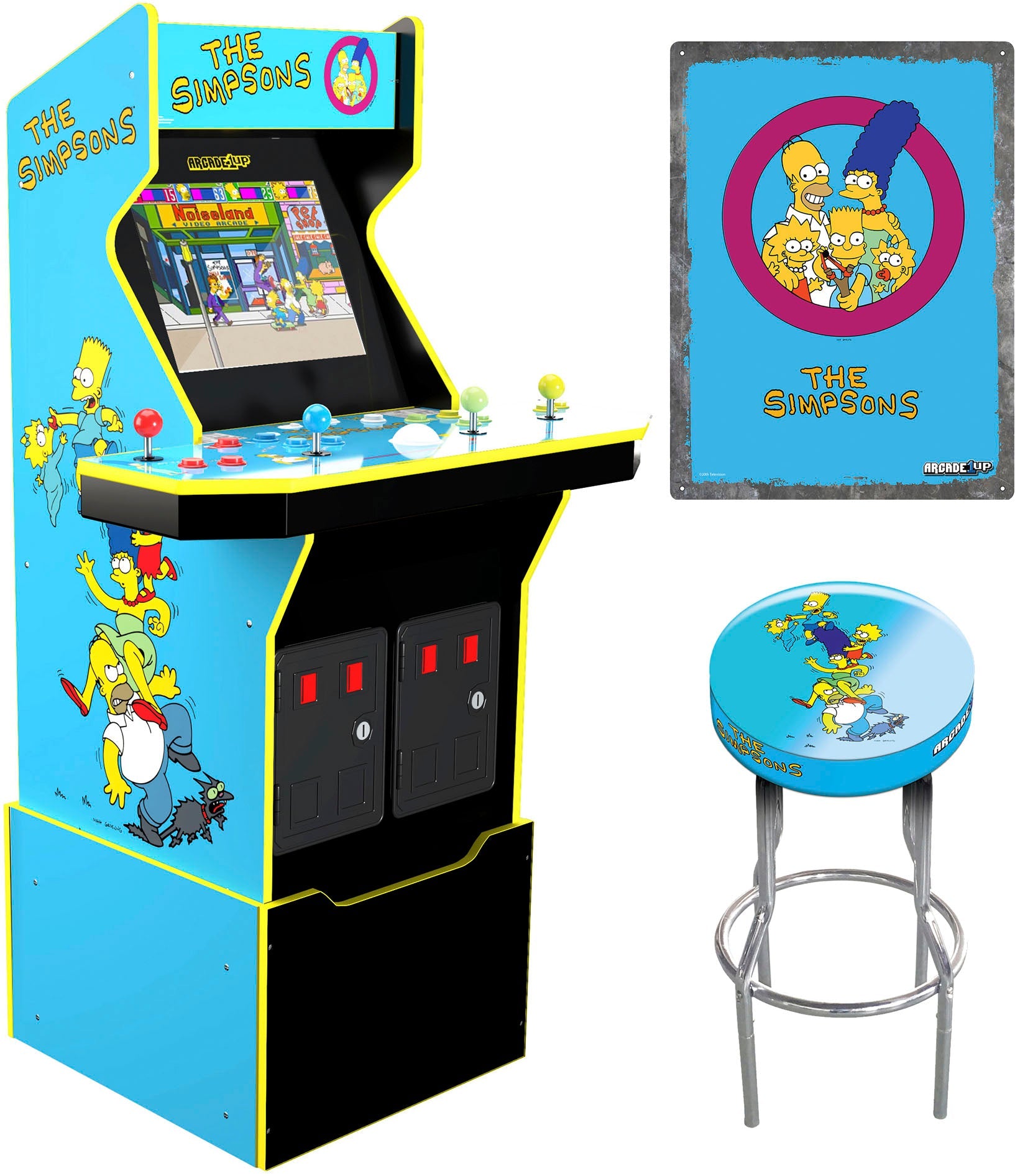 Arcade1Up – Máquina Arcade Edición 30º Aniversario de Los Simpsons con Taburete y Caja Metálica – Multicolor