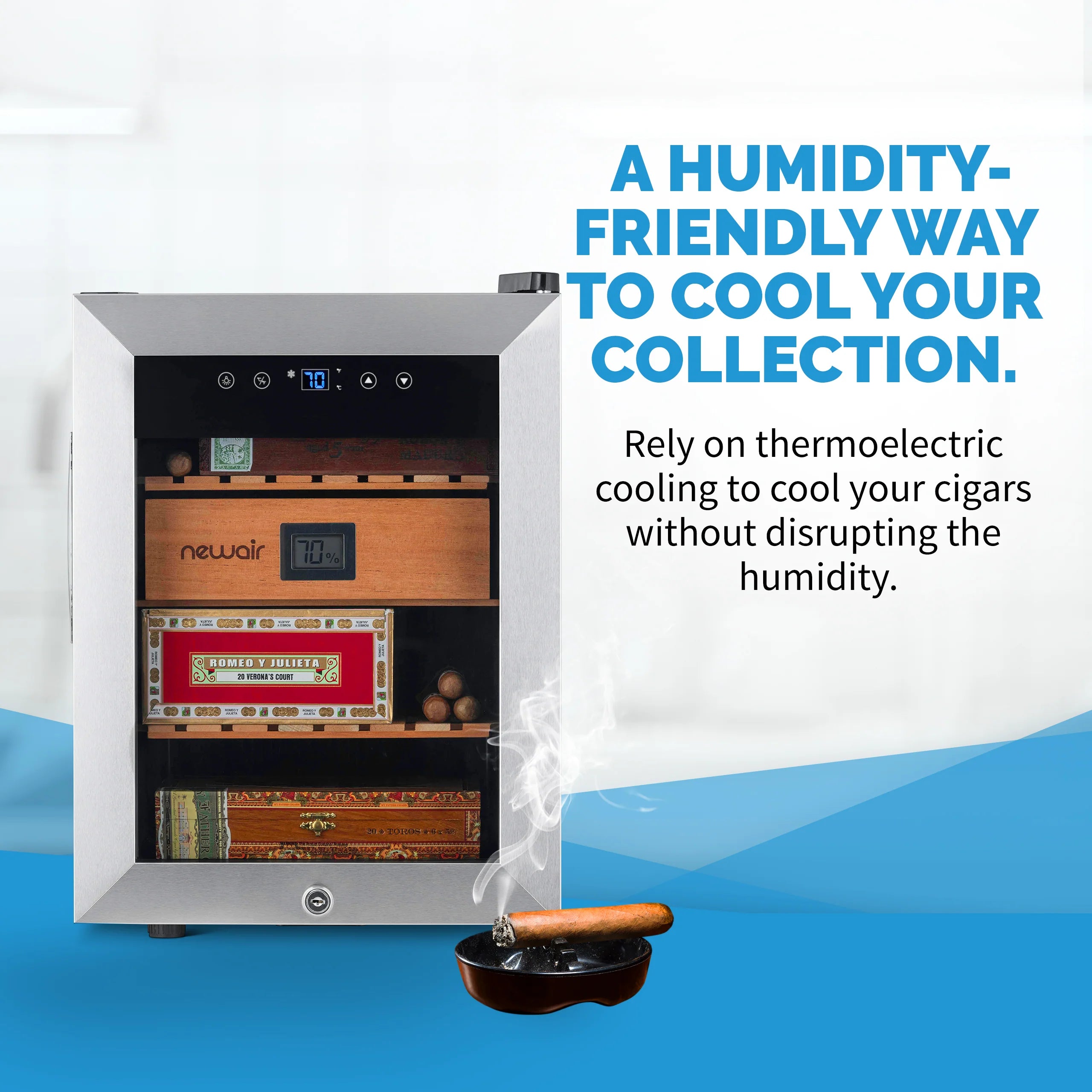 2025 Humidor eléctrico para puros Newair®, capacidad para 250 puros