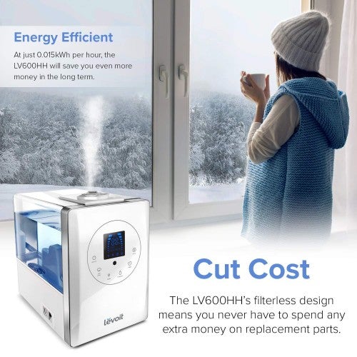 Humidificadores LEVOIT para Dormitorio y Habitaciones Grandes (6L), Humidificador Ultrasónico de Aire con Niebla Cálida y Fría para el Hogar, Toda la Casa, Cuarto del Bebé, Humedad Personalizada, Control Remoto, Libre de Gérmenes y Ultra Silencioso