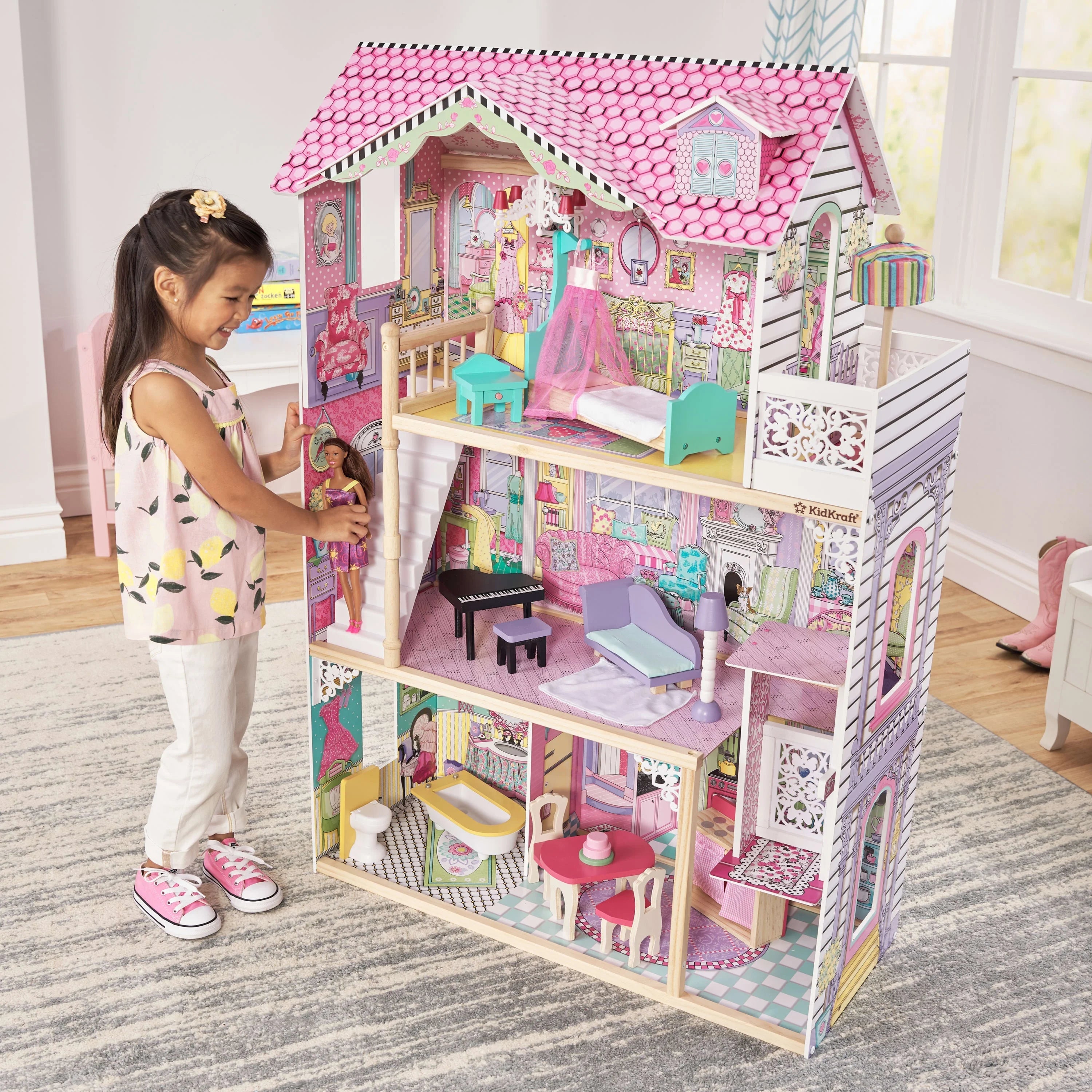 Casa de Muñecas KidKraft Annabelle de Madera con Ascensor, 17 Accesorios