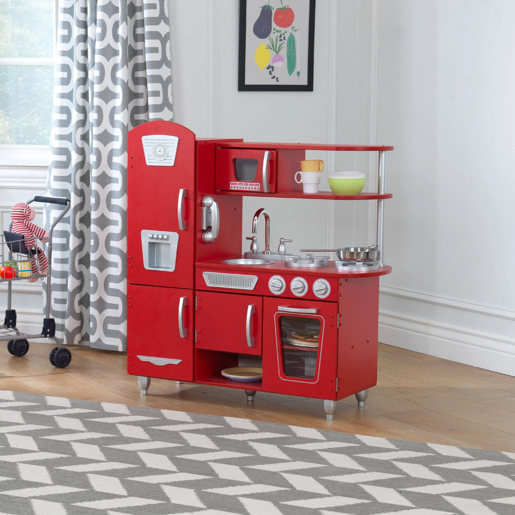 2025 Cocina de Juguete KidKraft Vintage Roja de Madera con Teléfono de Juguete
