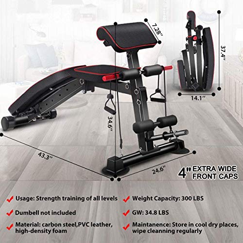 2025 Banco de musculación ajustable – Banco práctico para entrenamiento completo, plegable en plano