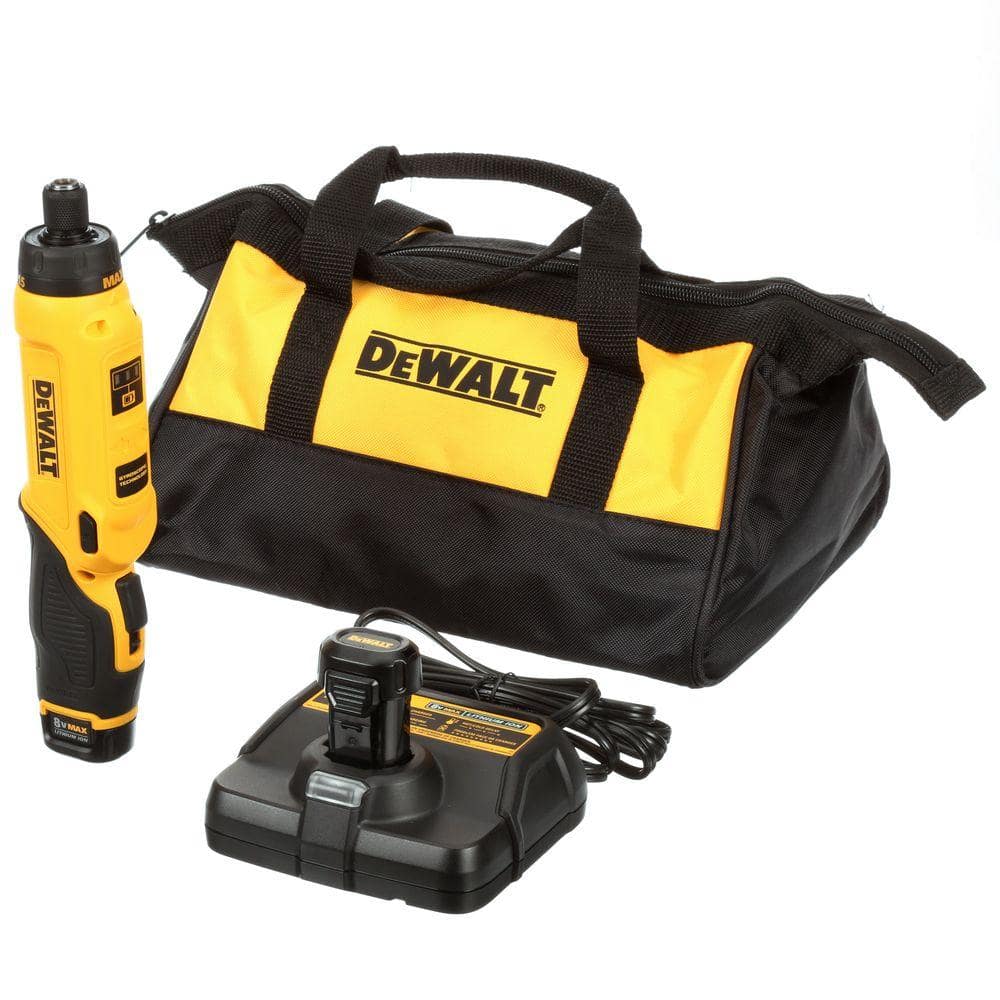 Destornillador Giroscópico Inalámbrico 8V MAX con Mango Ajustable, (2) Baterías de 1.0Ah, Cargador y Bolsa DCF680N2