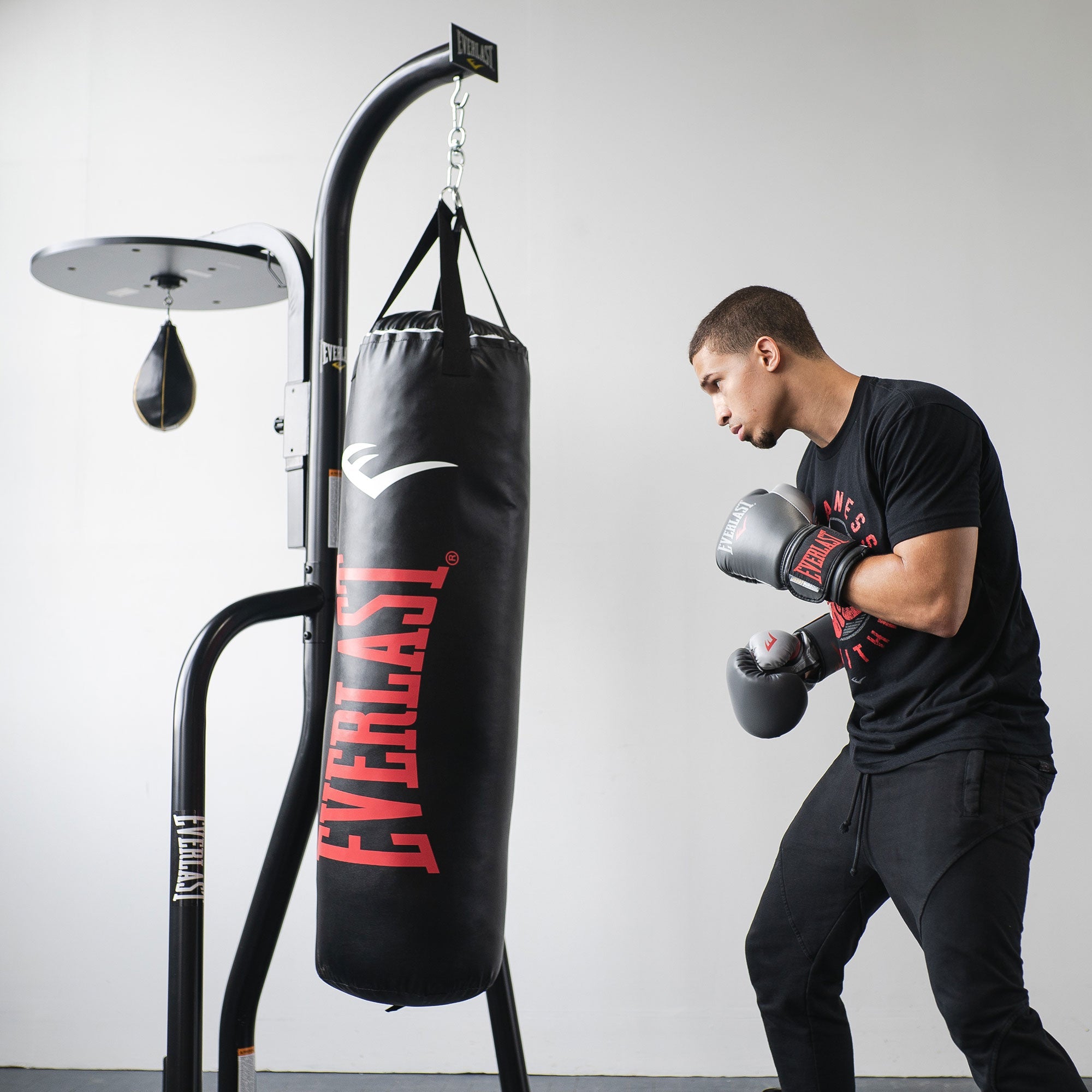 Soporte doble Everlast para saco de boxeo y pera de velocidad en acero con recubrimiento en polvo (Abierto - Como nuevo)