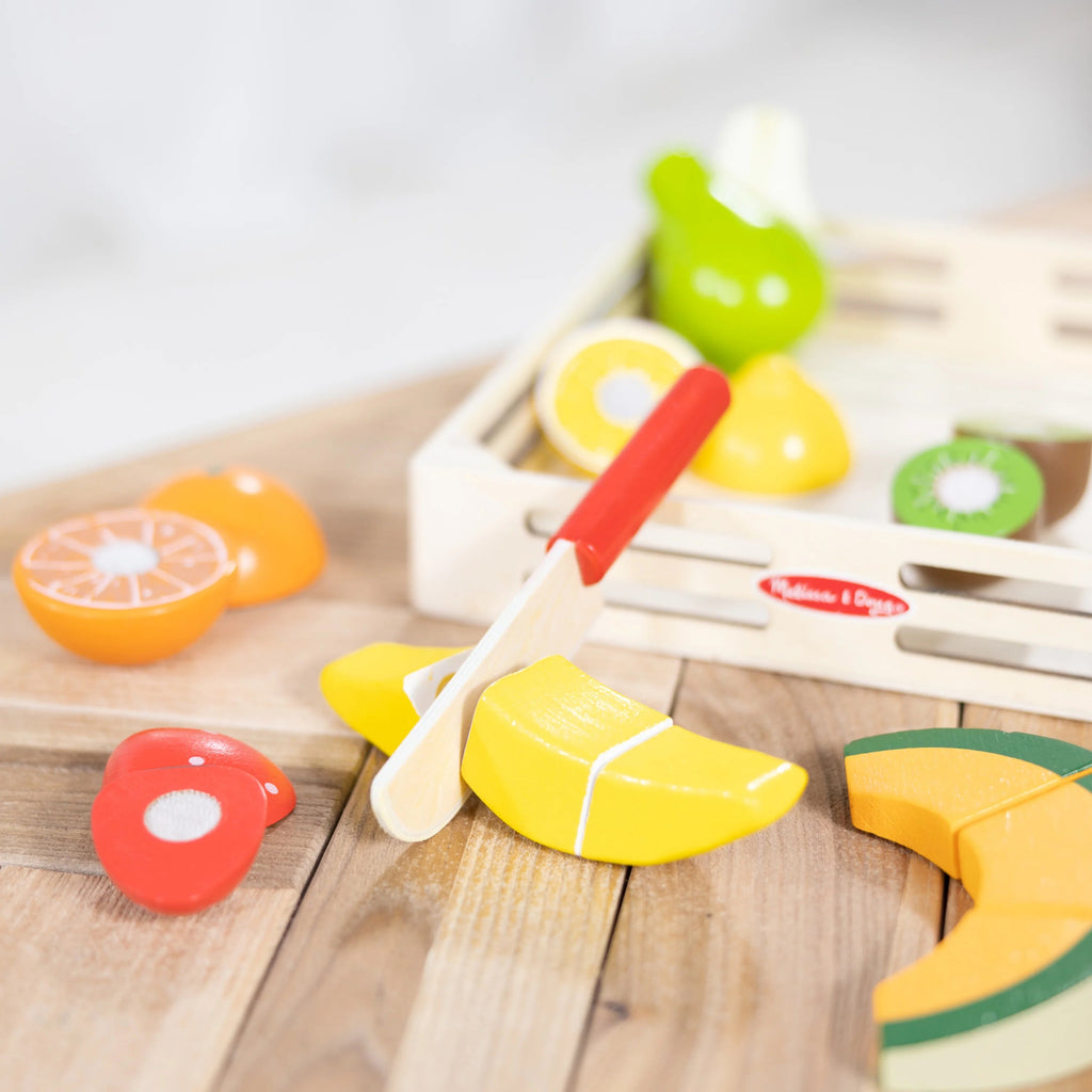 Melissa & Doug Set de Cortar Frutas – Accesorio de Cocina de Juguete de Madera, Multicolor