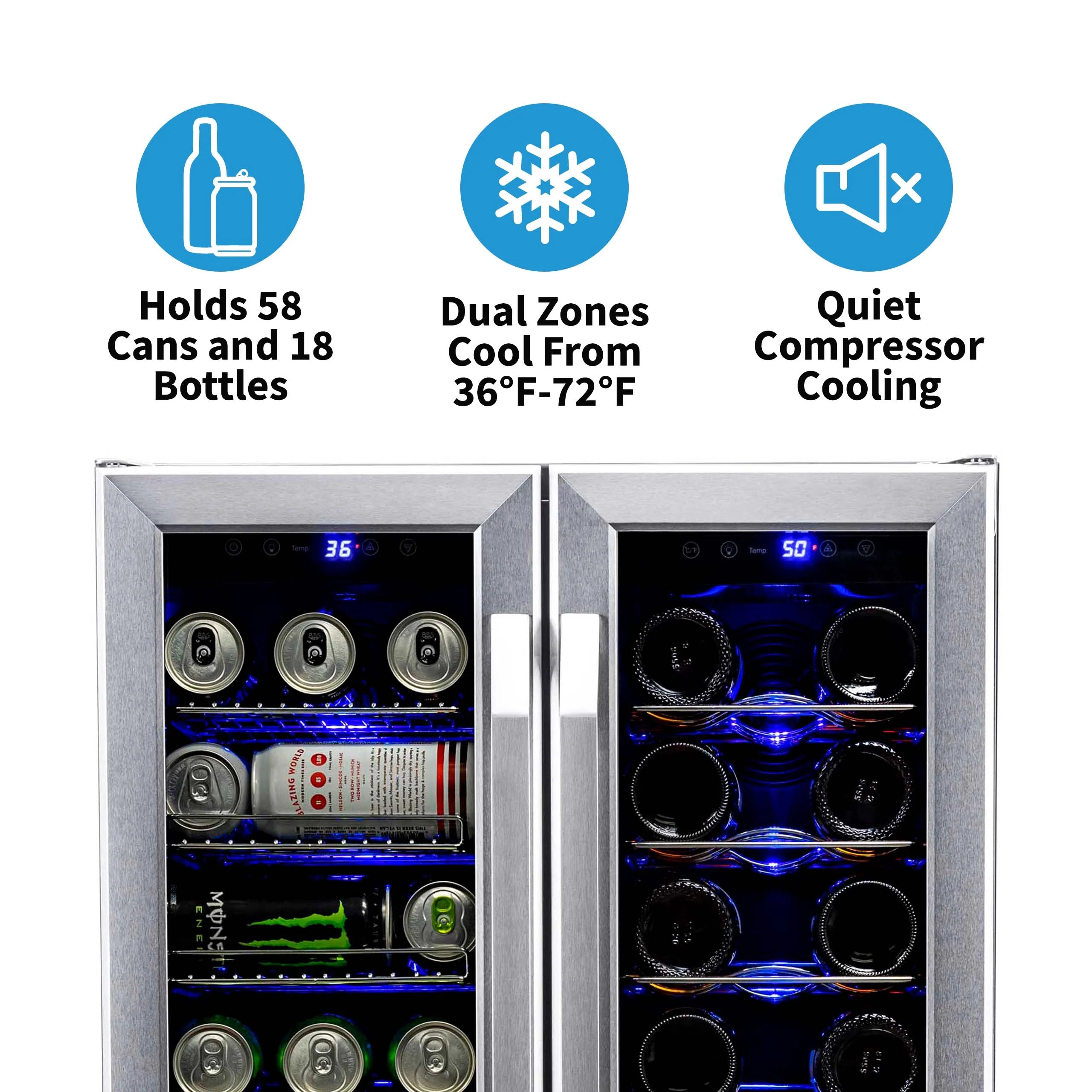 2025 Newair® Refrigerador Empotrable de Doble Zona para 58 Latas y 18 Botellas - 24"