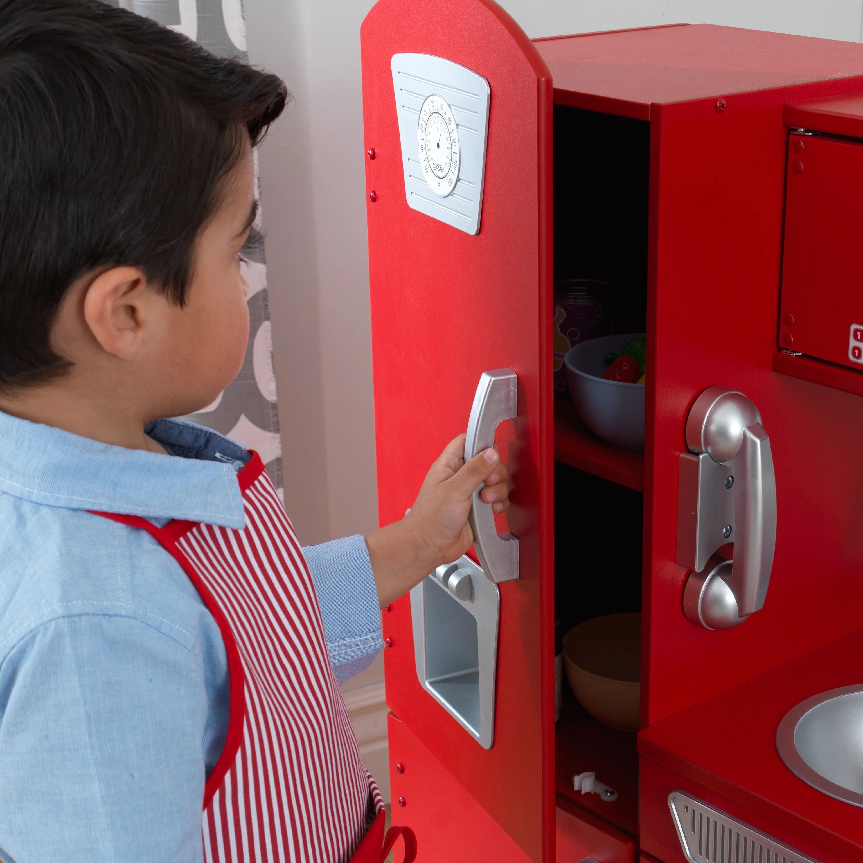2025 Cocina de Juguete KidKraft Vintage Roja de Madera con Teléfono de Juguete