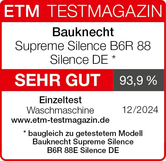 2025 Bauknecht B6R 88 SILENCE DE Lavadora / 8 kg / Carga frontal / Supreme Silence / Clase energética A-20 % / 1400 rpm / Motor ZEN / Muy silenciosa / Steam 3.0 – 3 tecnologías de vapor potentes