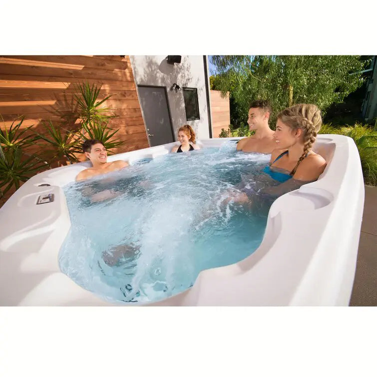 Lifesmart Spas - Spa cuadrado Plug and Play 110 Voltios, 7 personas, 22 chorros con ozonizador – Color Espresso