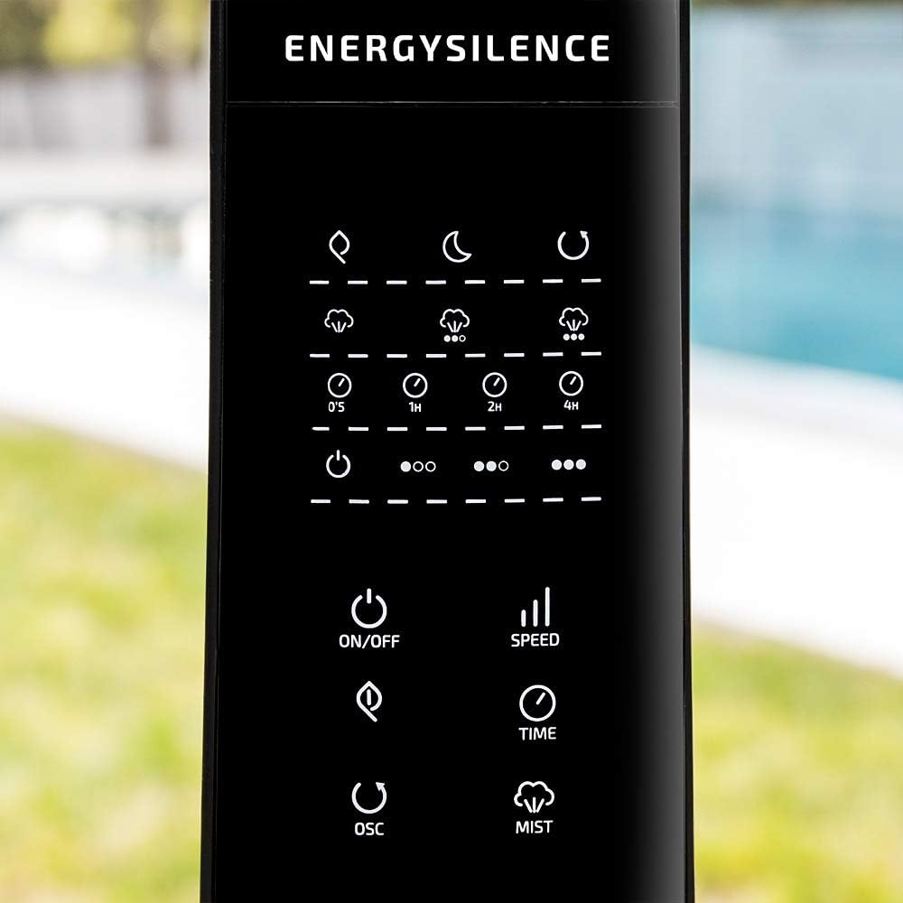 Ventilador con Nebulizador de Agua Fresca Cecotec EnergySilence 490 con Control Remoto, 90W, Diámetro 16", 5 Aspas, Depósito de 2.8L, Temporizador de 7.5h, Indicador LED y Oscilación