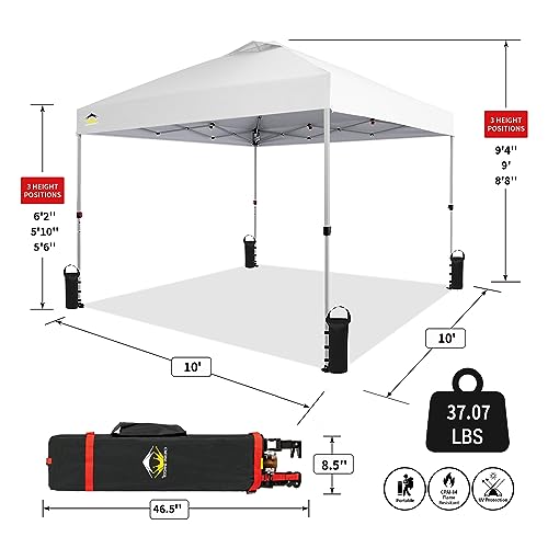 2025 Crown Shades Tente Pliante 10x10 Pieds, Tente Extérieure à DéploieCarpa Plegable Crown Shades 10x10 Pies, Carpa Exterior de Despliegue Rápido con Bolsa de Transporte con Ruedasment Rapide avec Sac de Transport à Roulettes