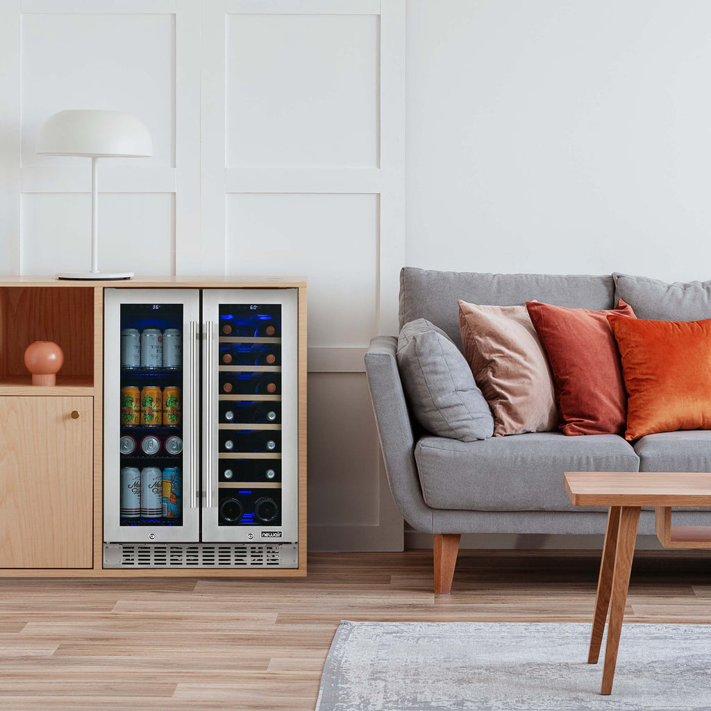 2025 Newair® Refrigerador Premium para Bebidas Empotrable de Doble Zona – 58 Latas y 18 Botellas – 24"