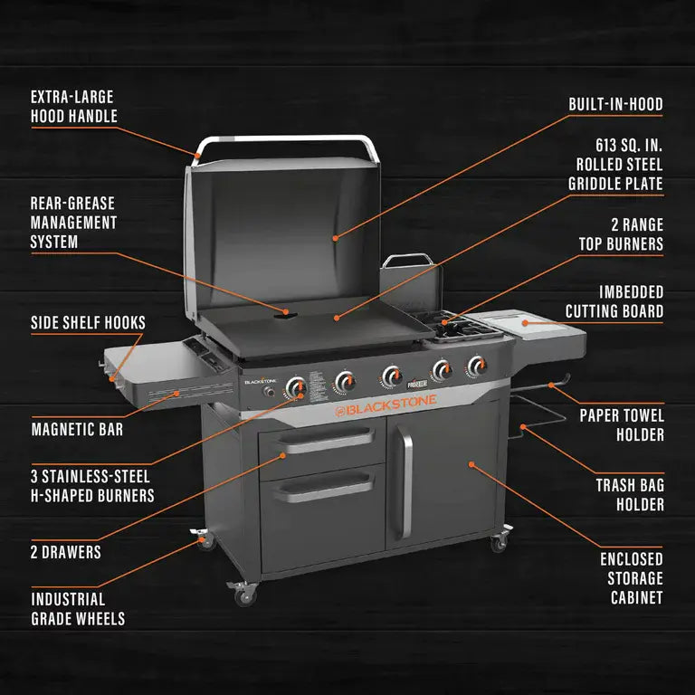 Blackstone ProSeries Estación de Cocina a Gas con 5 Quemadores de 28" y Plancha Lateral