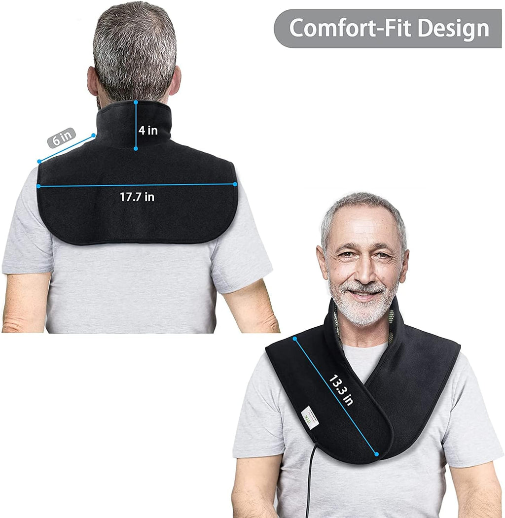 Almohadilla térmica UTK para cuello y hombros, con jade natural y turmalina, tamaño mejorado para cubrir más áreas del cuello, hombros, omóplatos y espalda (23'' x 24'') | Regalo para papá
