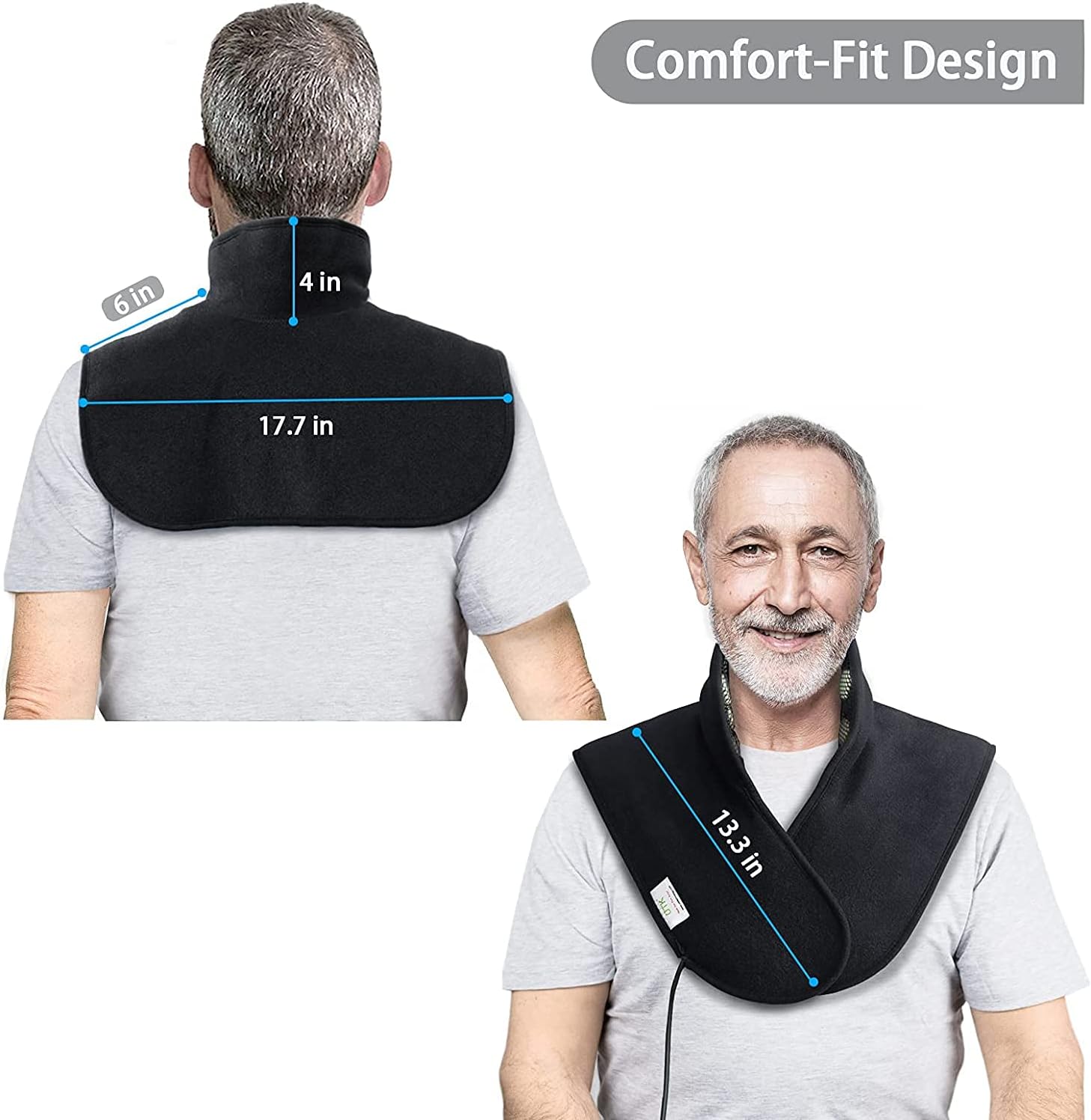 Almohadilla térmica UTK para cuello y hombros, con jade natural y turmalina, tamaño mejorado para cubrir más áreas del cuello, hombros, omóplatos y espalda (23'' x 24'') | Regalo para papá