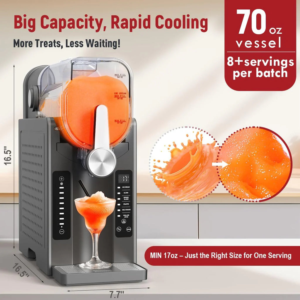 2025 Máquina para granizados UJR – Slushy Maker todo en uno sin hielo, con pantalla de temperatura en tiempo real, autolimpieza y 6 modos preestablecidos | Margaritas, cócteles, frappés, helados, smoothies, batidos